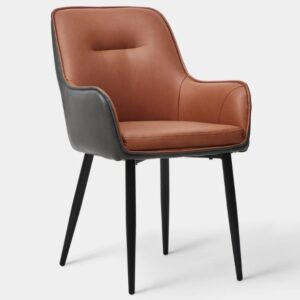 Jayden Leatherette Arm Chair In Brown And Black Color