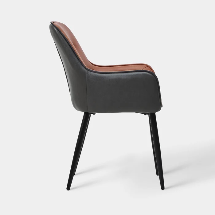 Jayden Leatherette Arm Chair In Brown And Black Color - Image 3