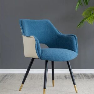 Lessie Boucle Arm Chair In Blue And White Color
