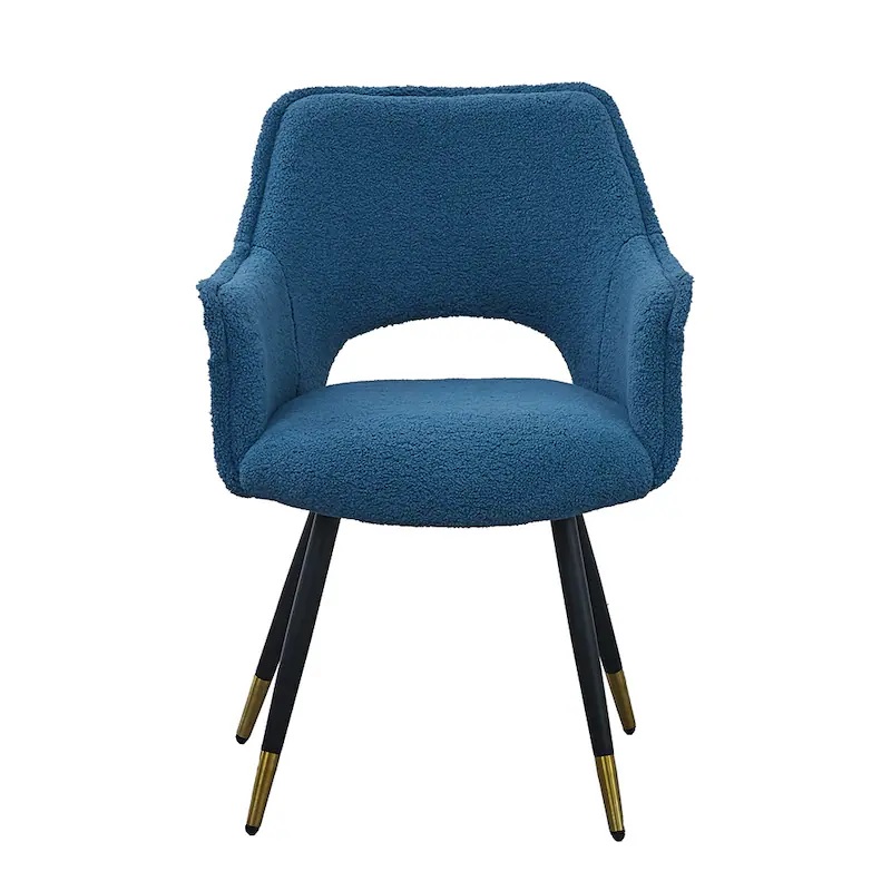 Lessie Boucle Arm Chair In Blue And White Color - Image 4
