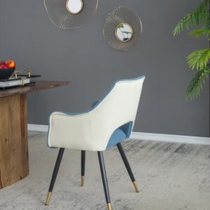 Lessie Boucle Arm Chair In Blue And White Color