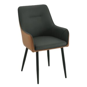 Arica Velvet Fabric Arm Chair In Grey And Brown Color