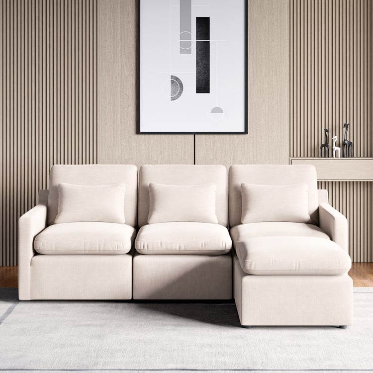 3 Seater L Shape Sofa in Off-White Colour - Image 2