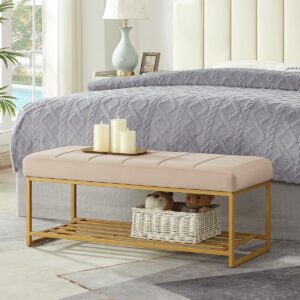 Fabric Bench in Beige Colour
