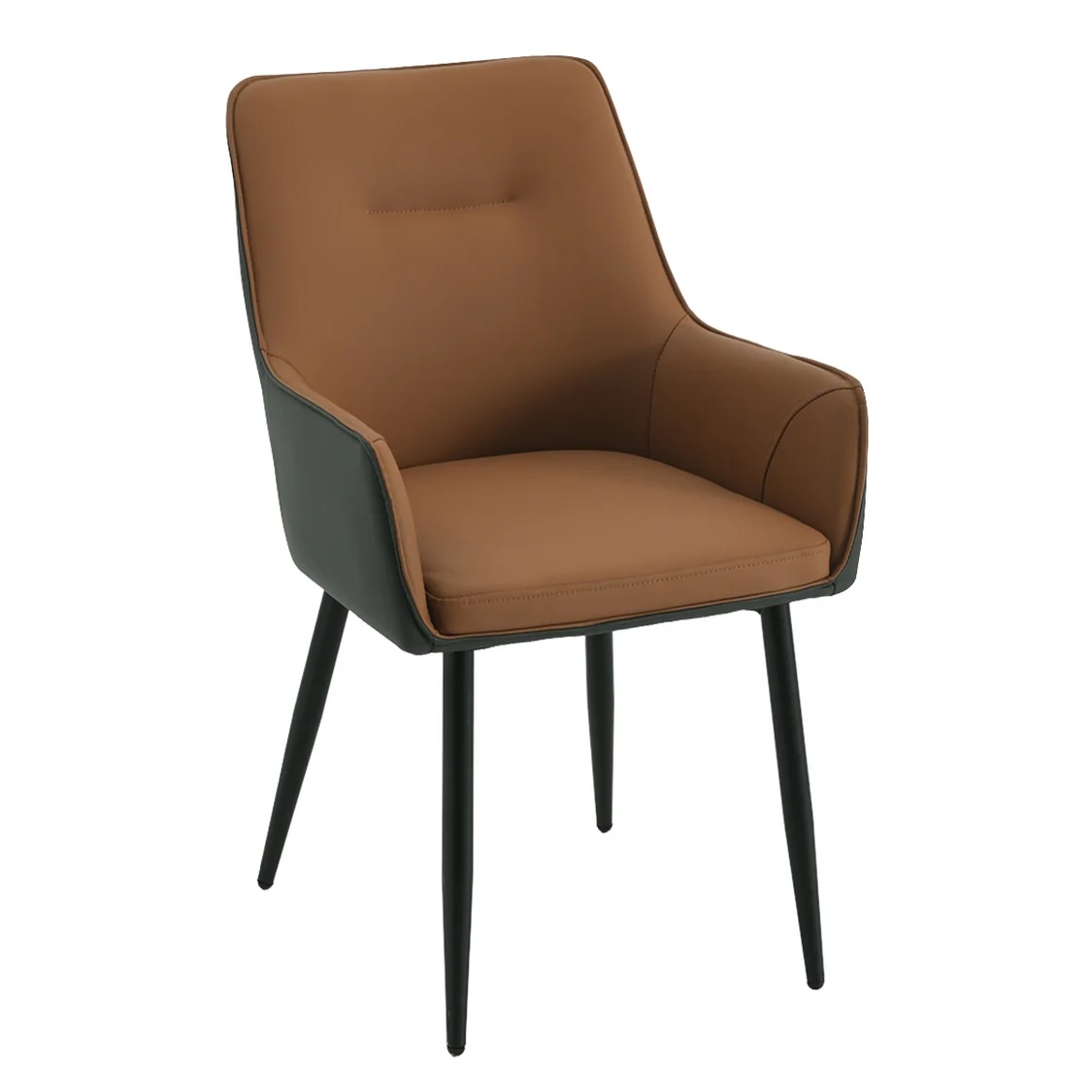 Arica Velvet Fabric Arm Chair In Brown And Grey Color