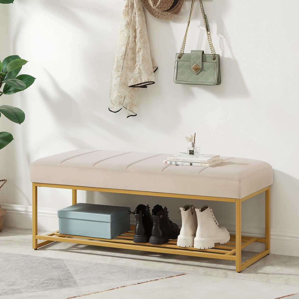 Fabric Bench in Beige Colour - Image 6