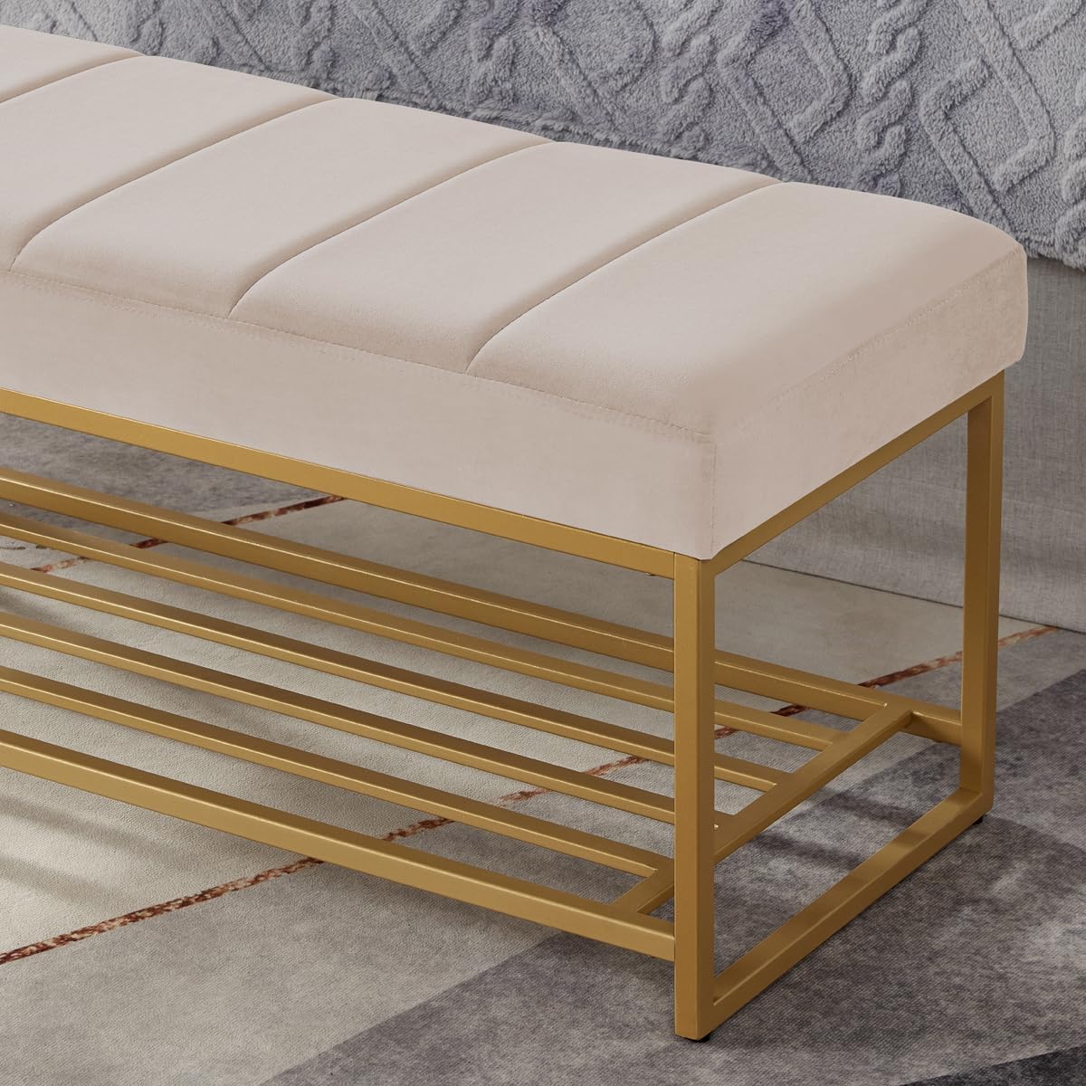 Fabric Bench in Beige Colour - Image 5