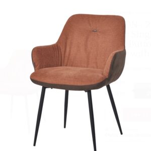 Homer Velvet Fabric Arm Chair In Tan And Brown Color