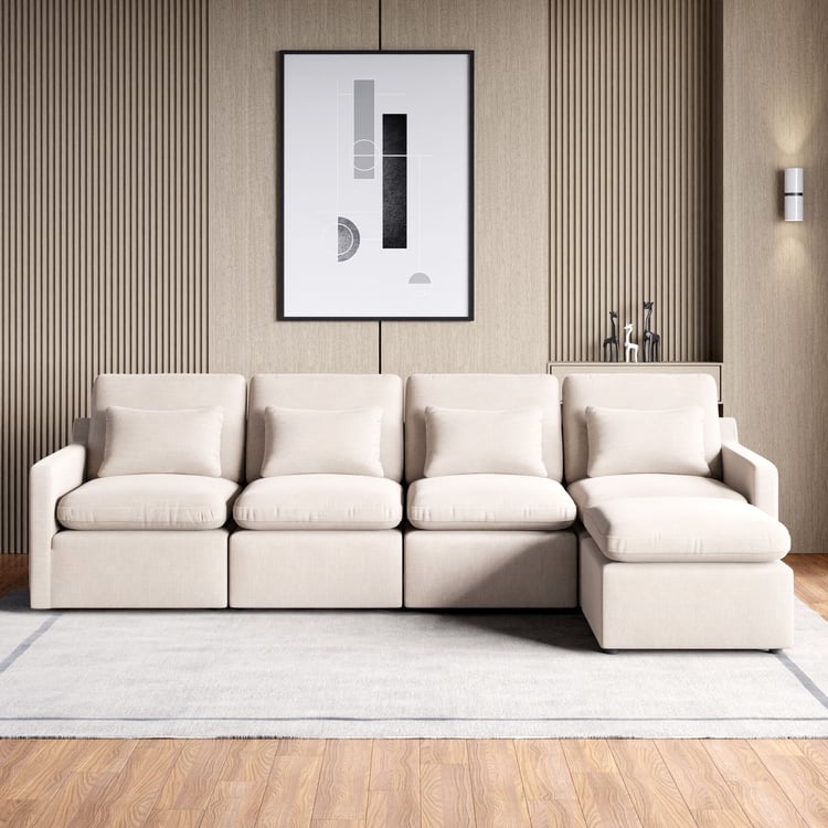 4 Seater L Shape Sofa in Off-White Colour - Image 2