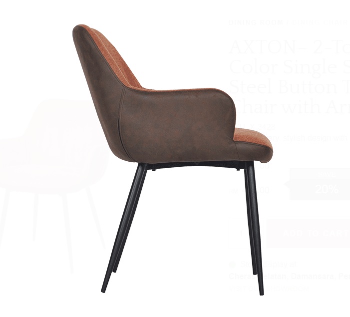 Homer Velvet Fabric Arm Chair In Tan And Brown Color - Image 4