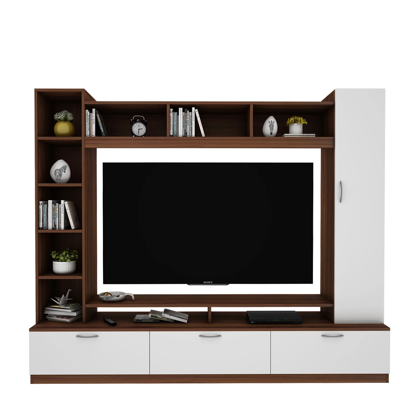 Wood T.V. Unit in Brown and White Colour - Image 4