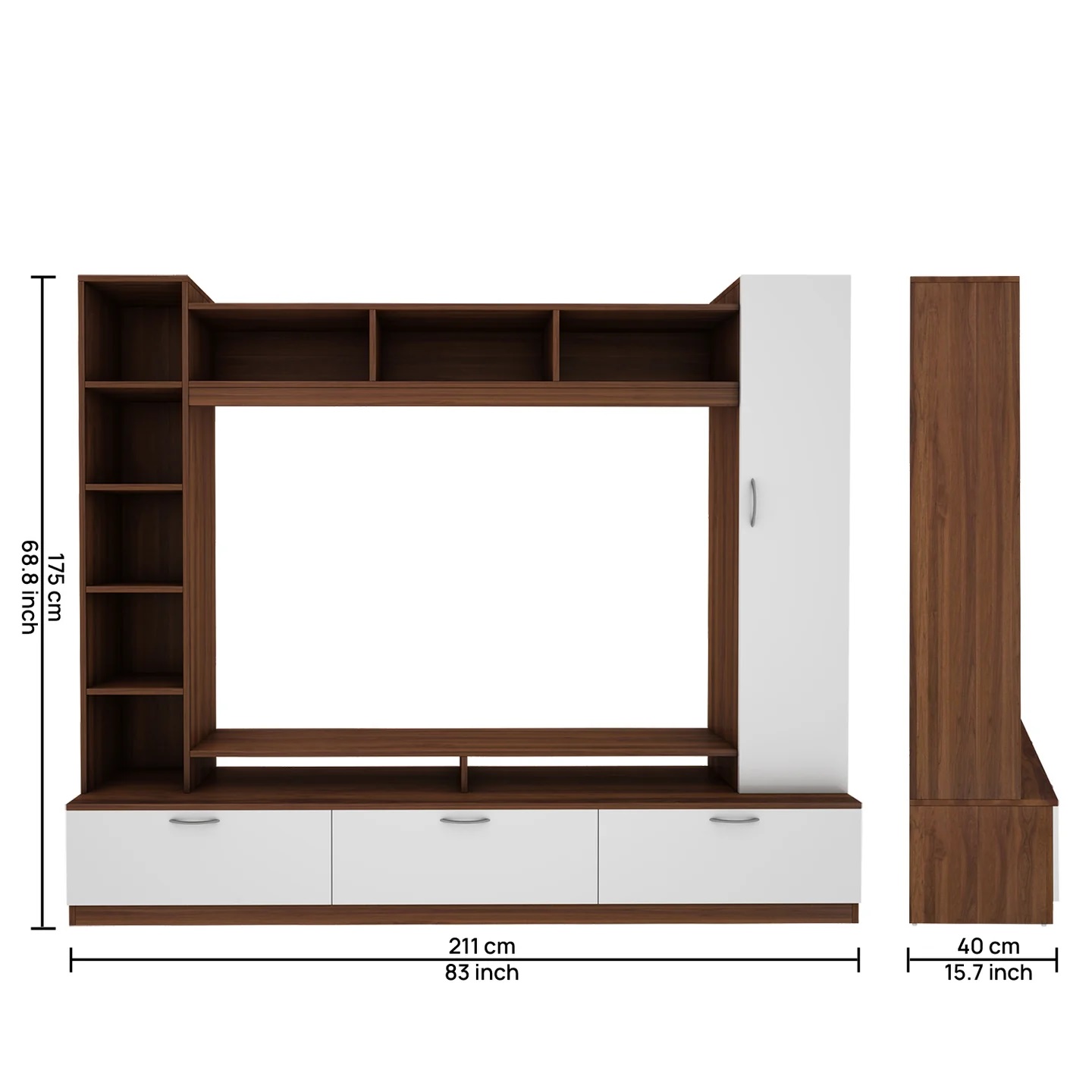 Wood T.V. Unit in Brown and White Colour - Image 7