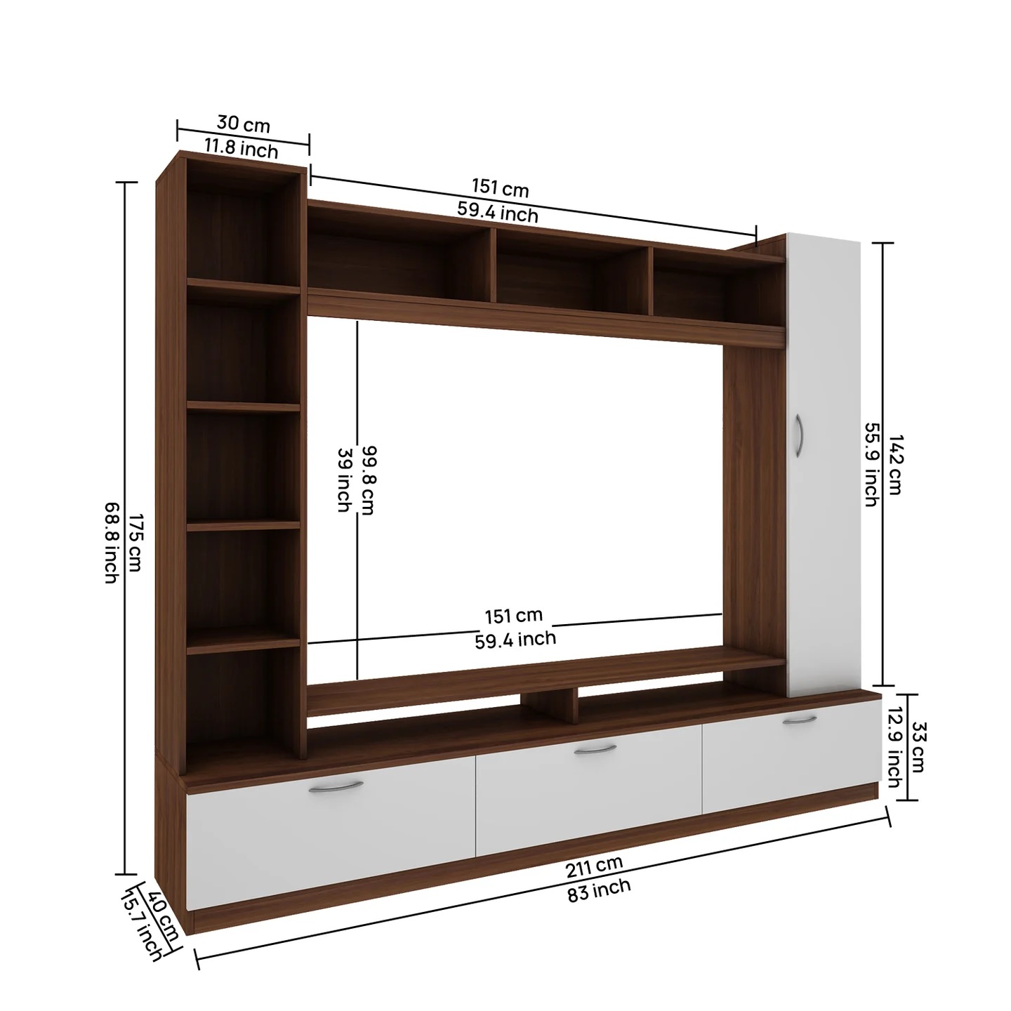 Wood T.V. Unit in Brown and White Colour - Image 8