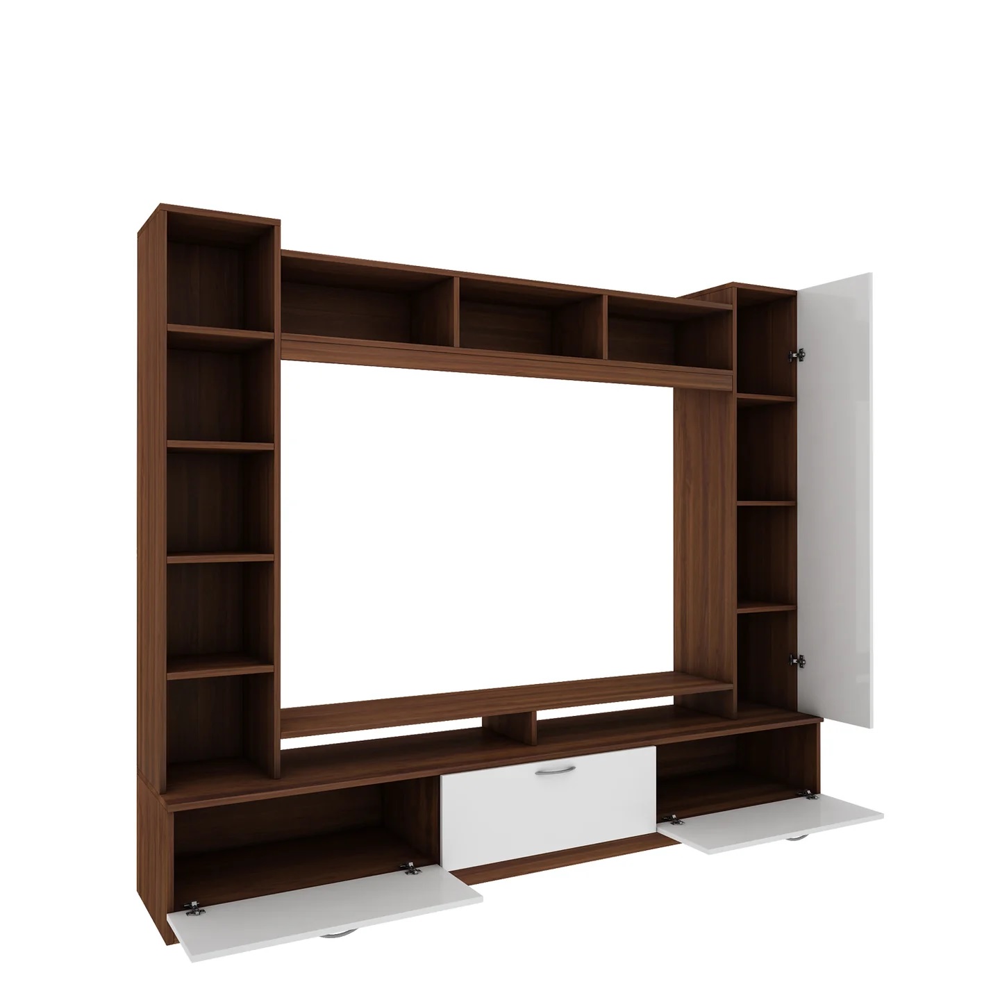 Wood T.V. Unit in Brown and White Colour - Image 5