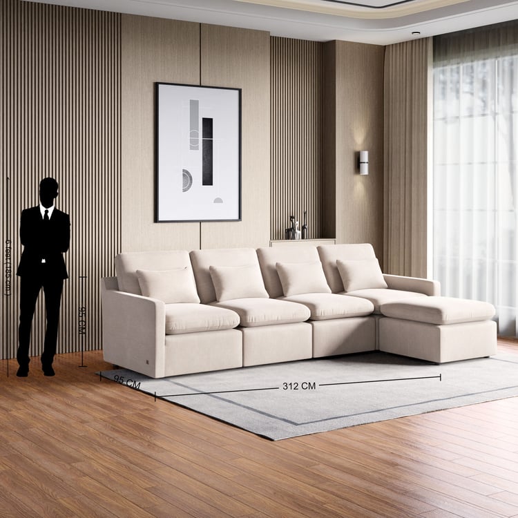 4 Seater L Shape Sofa in Off-White Colour - Image 8