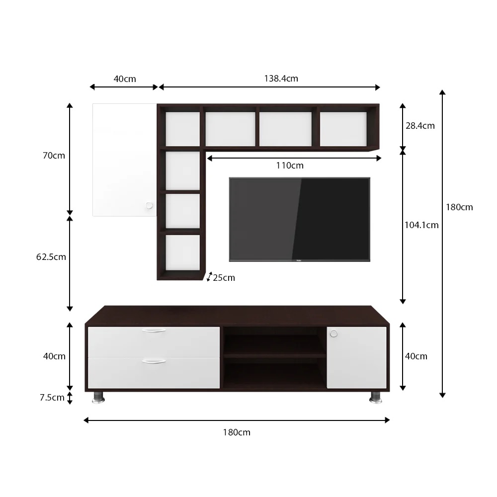 Wood T.V. Unit in Brown and White Colour - Image 5