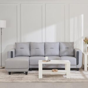 4 Seater L Shape Sofa in Light Grey Colour
