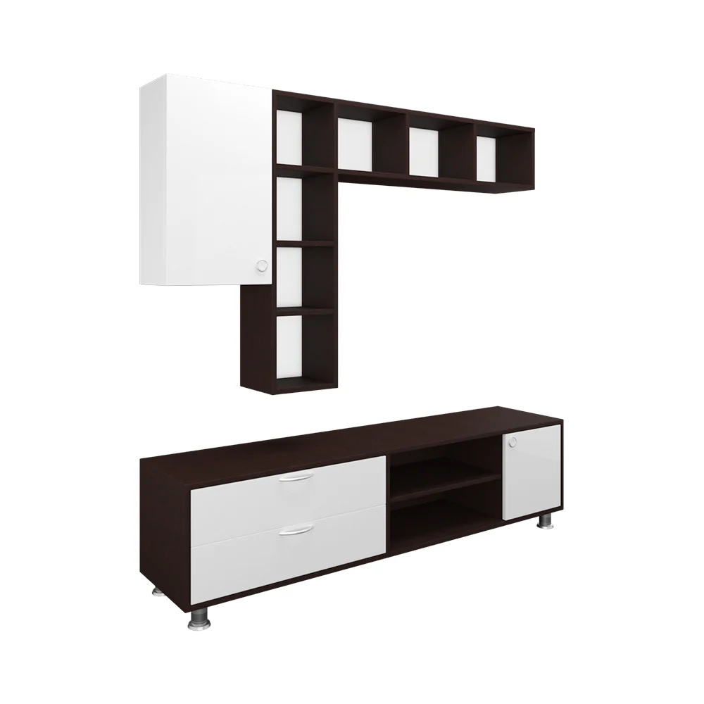 Wood T.V. Unit in Brown and White Colour - Image 4