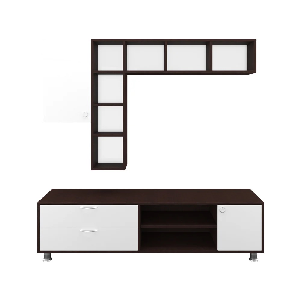 Wood T.V. Unit in Brown and White Colour - Image 3