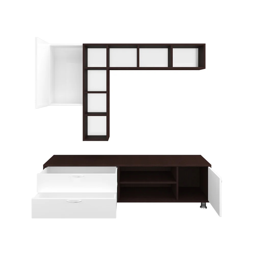 Wood T.V. Unit in Brown and White Colour - Image 2