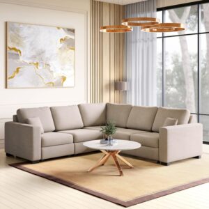 6 Seater L Shape Sofa in Beige Colour