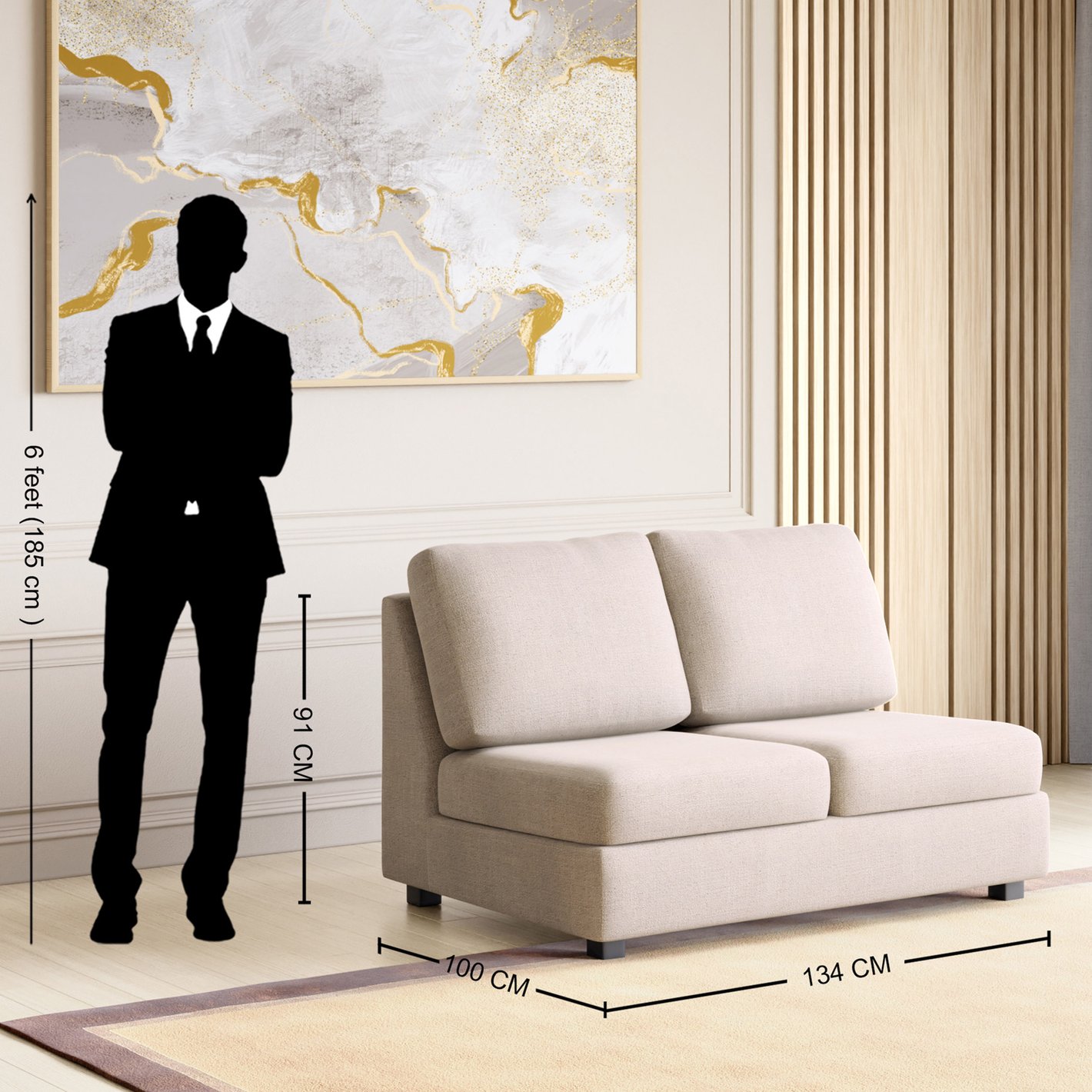 6 Seater L Shape Sofa in Beige Colour - Image 10