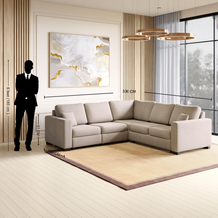 6 Seater L Shape Sofa in Beige Colour - Image 11