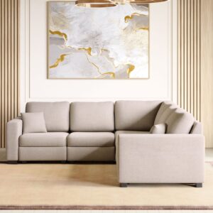 6 Seater L Shape Sofa in Beige Colour