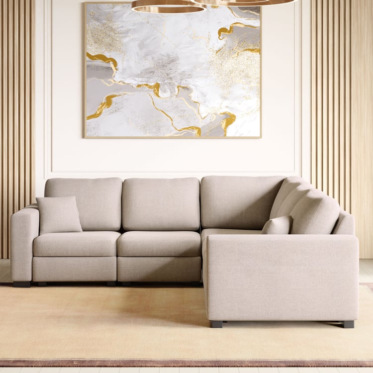 6 Seater L Shape Sofa in Beige Colour - Image 2