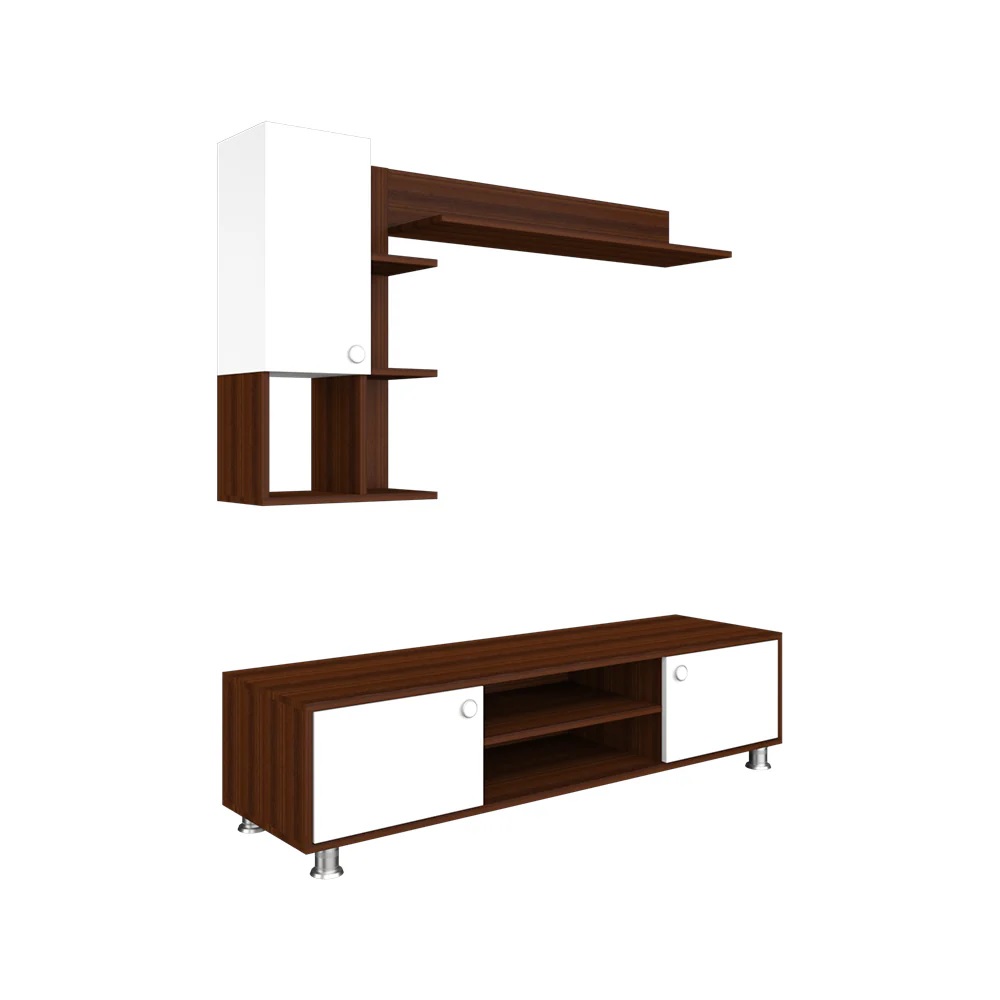 Wood T.V. Unit in Brown and White Colour - Image 2