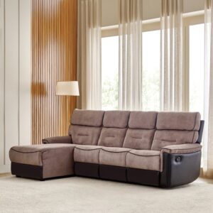 4 Seater L Shape Sofa in Brown Colour