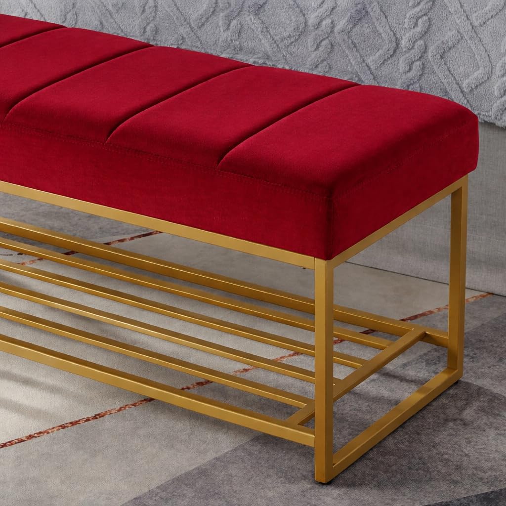 Fabric Bench in Maroon Colour - Image 5