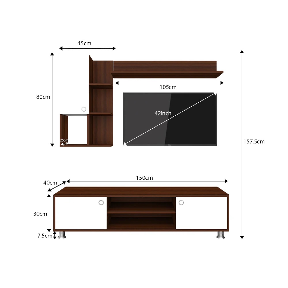 Wood T.V. Unit in Brown and White Colour - Image 5