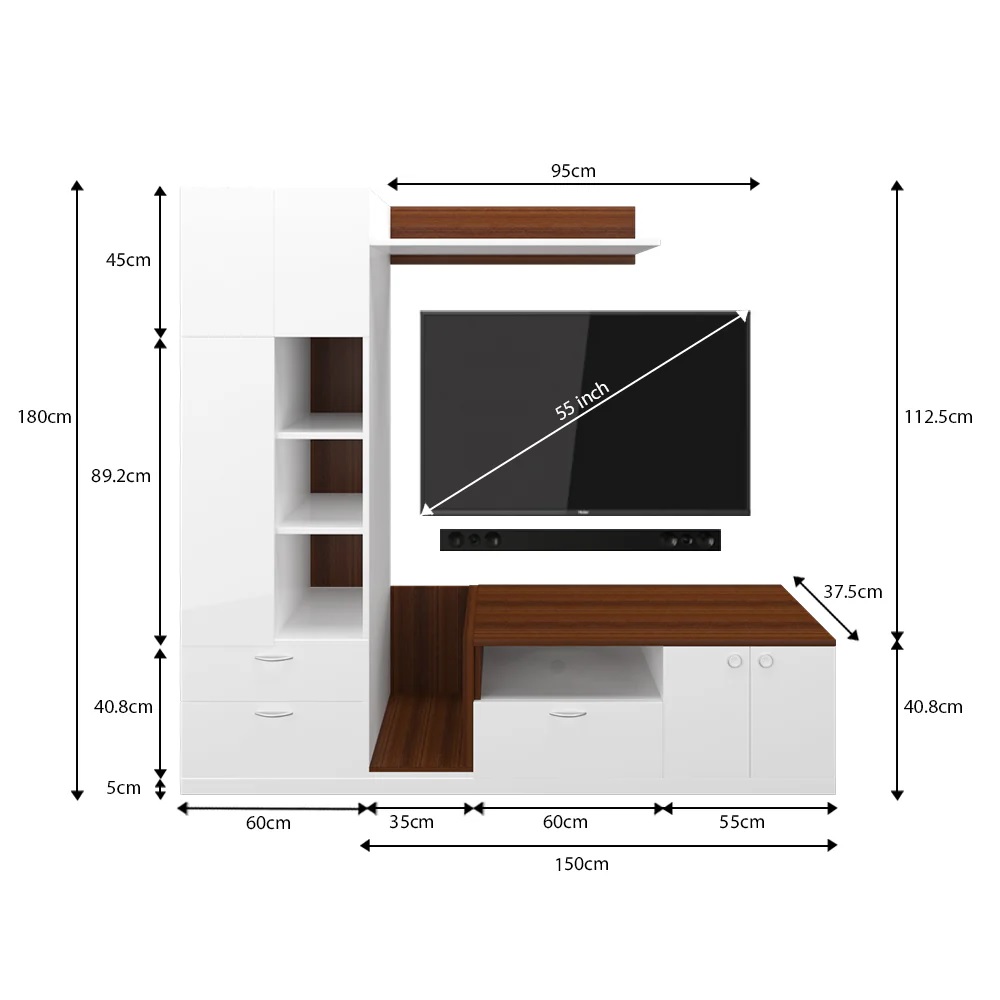 Wood T.V. Unit in White and Brown Colour - Image 5