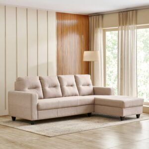 4 Seater L Shape Sofa in Beige Colour