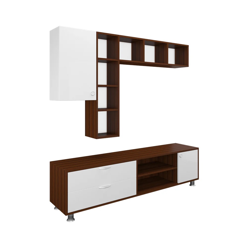 Wood T.V. Unit in White and Brown Colour - Image 2