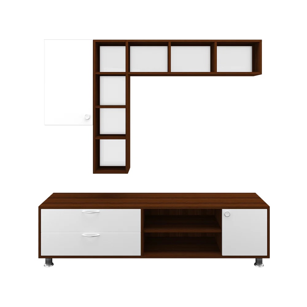 Wood T.V. Unit in White and Brown Colour - Image 3