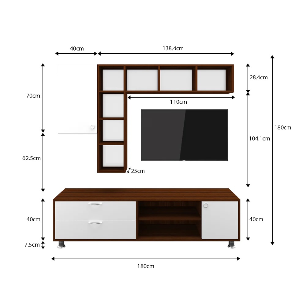 Wood T.V. Unit in White and Brown Colour - Image 5