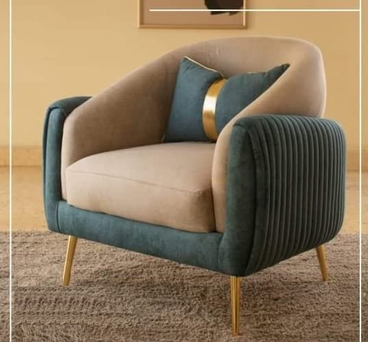 Jamba Suede Lounge Chair In Blue & Beige Colour - Image 4