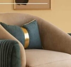 Jamba Suede Lounge Chair In Blue & Beige Colour