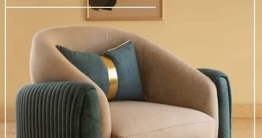Jamba Suede Lounge Chair In Blue & Beige Colour - Image 2