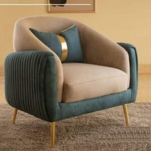Jamba Suede Lounge Chair In Blue & Beige Colour