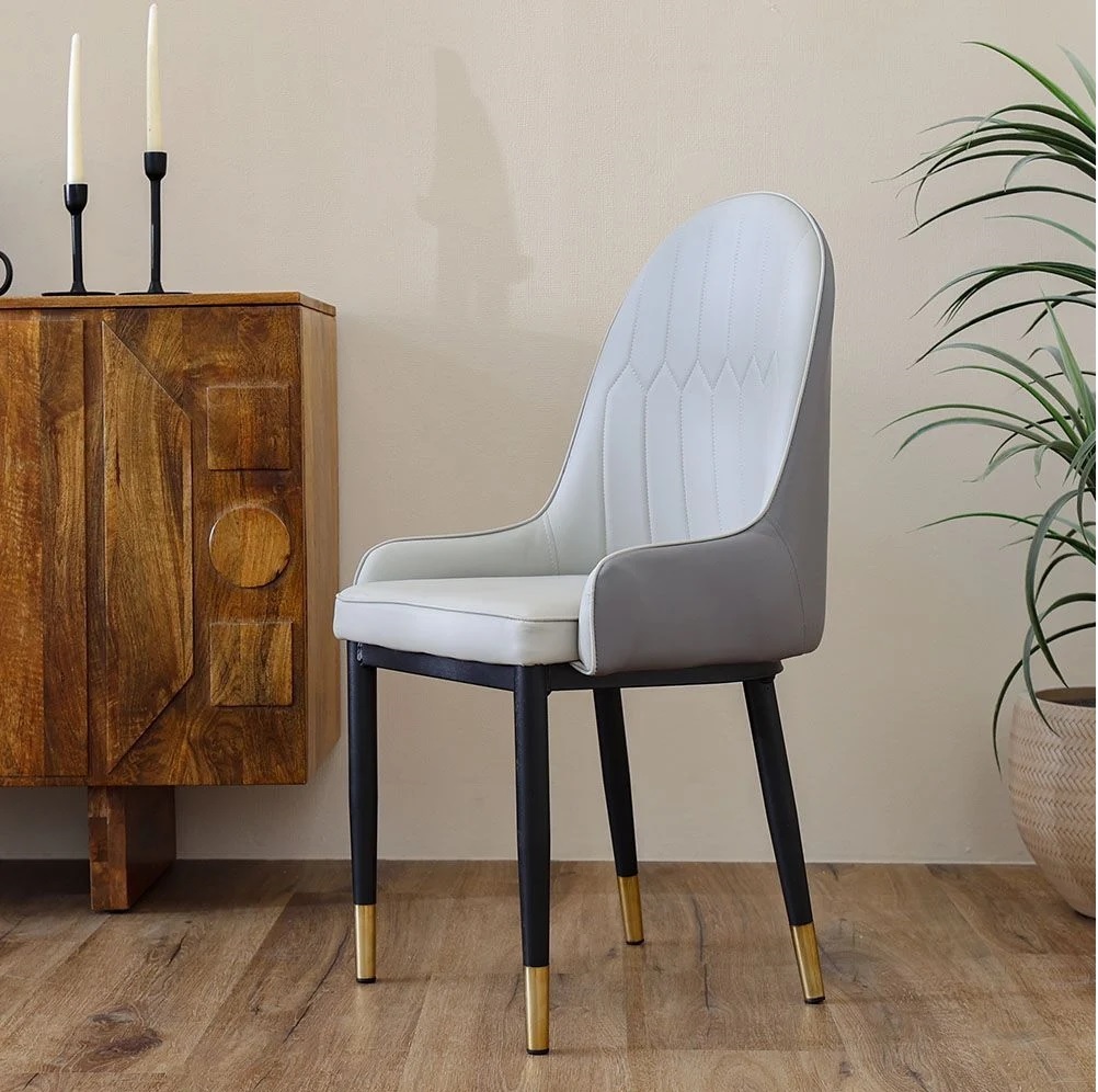 Gatiman Leatherette Dining Chair In Grey Colour - Image 8