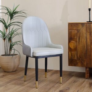 Gatiman Leatherette Dining Chair In Grey Colour