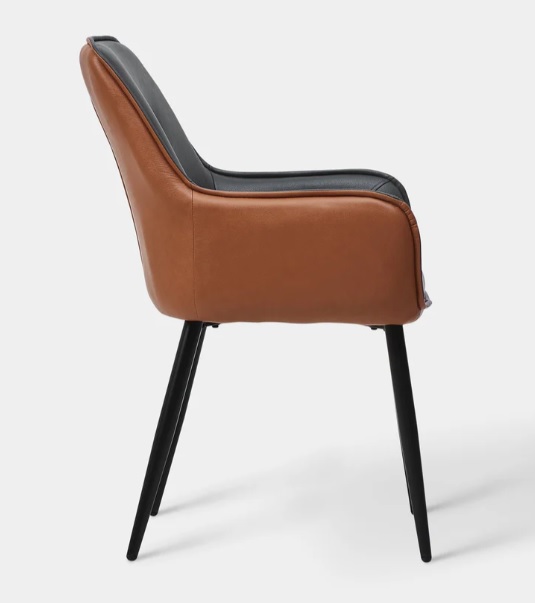 Jayden Leatherette Arm Chair In Black And Brown Color - Image 4