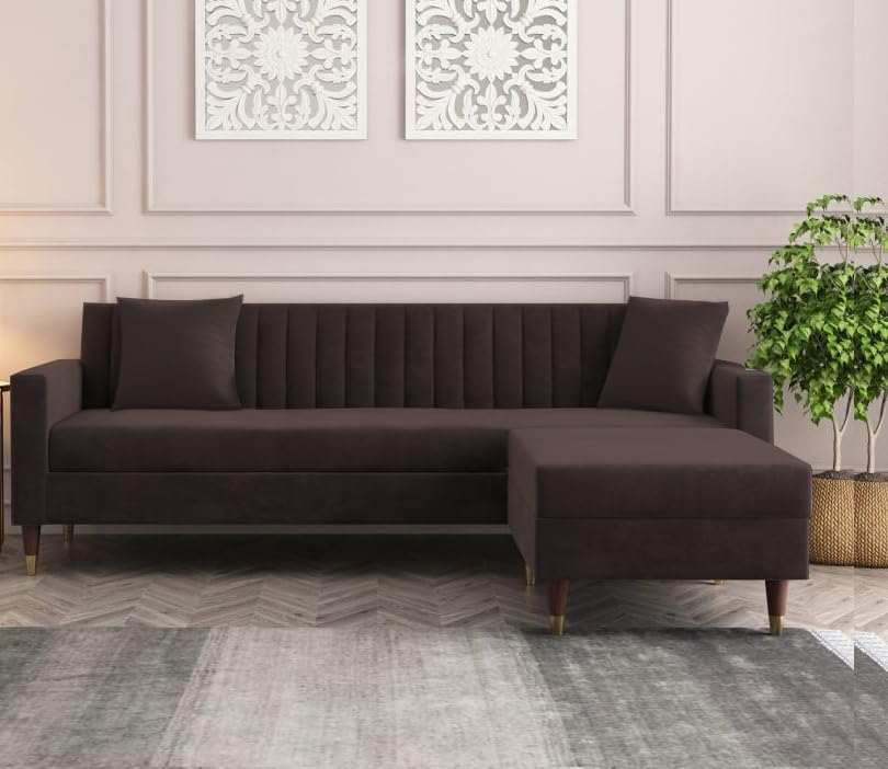 4 Seater L Shape Sofa in Brown Colour - Image 2