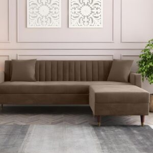 4 Seater L Shape Sofa in Light Brown Colour