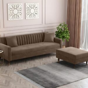 4 Seater L Shape Sofa in Light Brown Colour