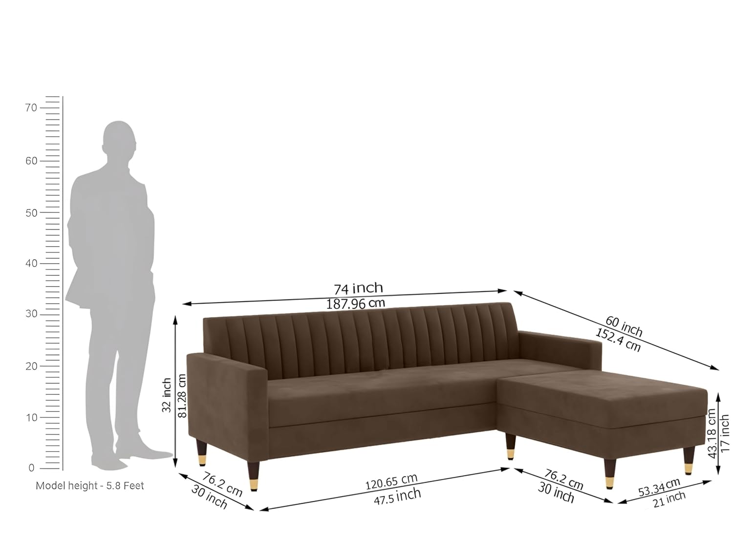 4 Seater L Shape Sofa in Light Brown Colour - Image 6