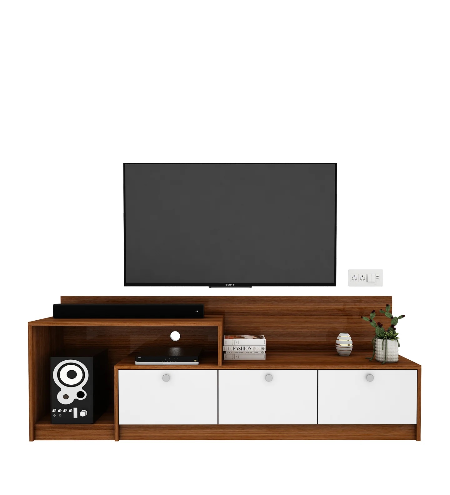Wood T.V. Unit in White and Brown Colour - Image 3